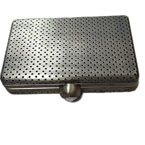 Inge Christopher Clutch Metal Hole Punch Gold Womens Elegant Party Swifties